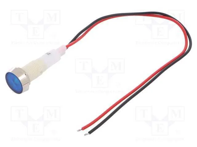 Luz Indicadora: Led, Plana, Azul, 24vdc, 24vac, 10mm, Fios 200mm