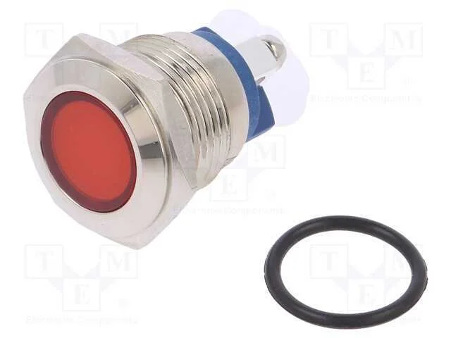 Luz Indicadora: Led, Plana, Vermelho, 24vdc, 24vac, 16mm, Lat&atilde;o