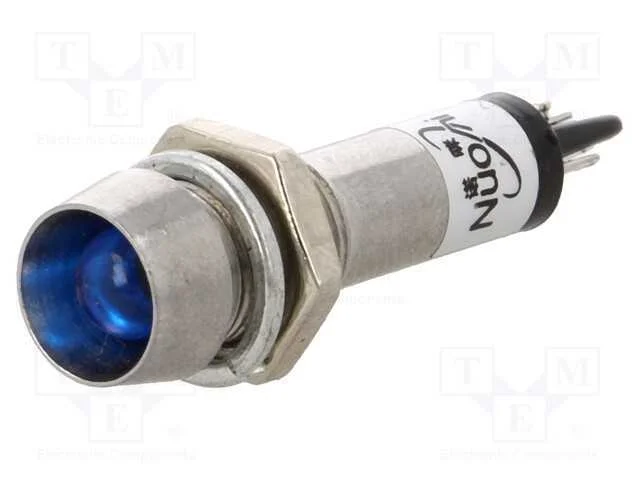 Luz indicadora: LED, c&ocirc;ncavo, azul, 24VDC, 8,2mm,.