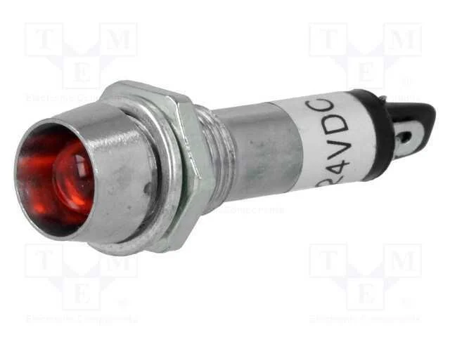Luz Indicadora: Led, C&ocirc;ncavo, Vermelho, 24vdc, 8,2mm, Ip40, Metal