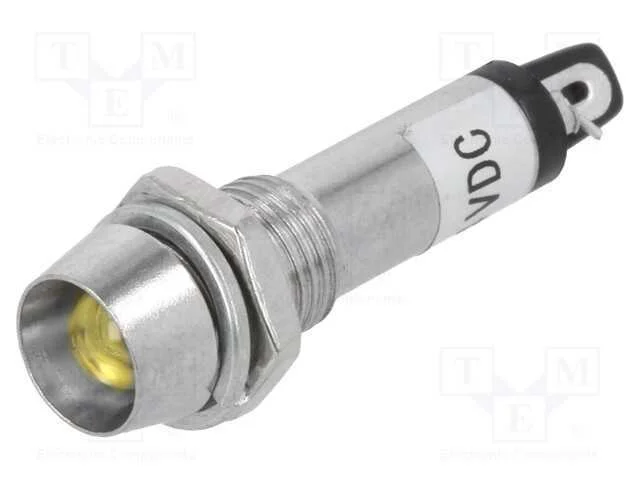 Luz indicadora: LED, c&ocirc;ncavo, amarela, 24VDC, 8,2.