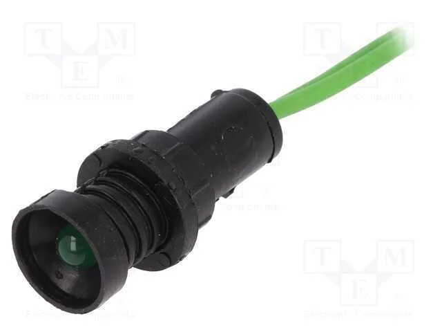 Luz indicadora: LED, c&ocirc;ncavo, verde, 230VAC, 10mm.