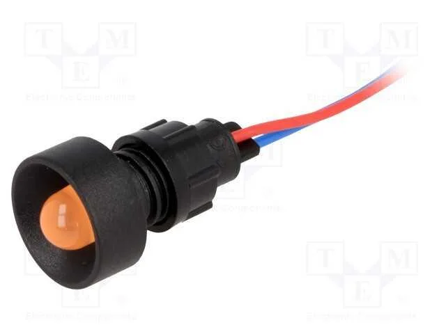 Luz indicadora: LED, c&ocirc;ncavo, laranja, 12VDC, 12V.
