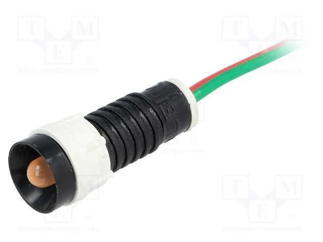 Luz indicadora: LED, c&ocirc;ncavo, laranja, 24VDC, 24V.