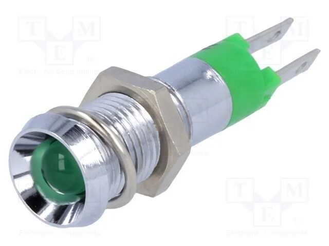 Luz Indicadora: Led, C&ocirc;ncavo, Verde, 24&divide;28vdc, 8,2mm, Ip67, Metal