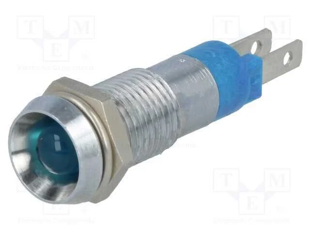 Luz Indicadora: Led, C&ocirc;ncavo, Azul, 24&divide;28vdc, 8,2mm, Ip67, Metal
