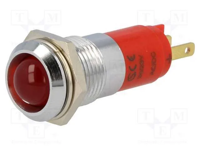 Luz Indicadora: Led, C&ocirc;ncavo, Vermelho, 24&divide;28vdc, 14,2mm, Ip67