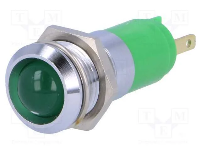 Luz Indicadora: Led, C&ocirc;ncavo, Verde, 24&divide;28vdc, 14,2mm, Ip67, Metal