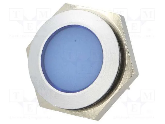 Luz indicadora: LED, plana, azul, 12&divide;14VDC, 22mm,.