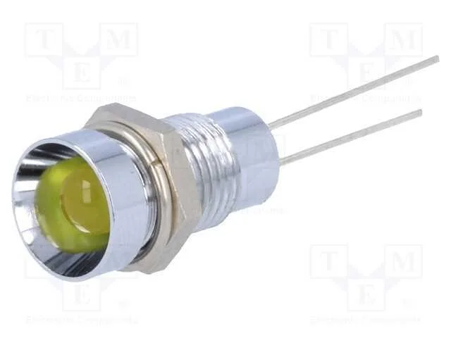Luz indicadora: LED, c&ocirc;ncavo, amarela, 8,2mm, IP4.