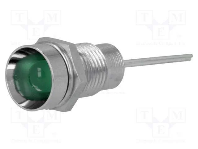 Luz indicadora: LED, c&ocirc;ncavo, verde, 8,2mm, IP40,.