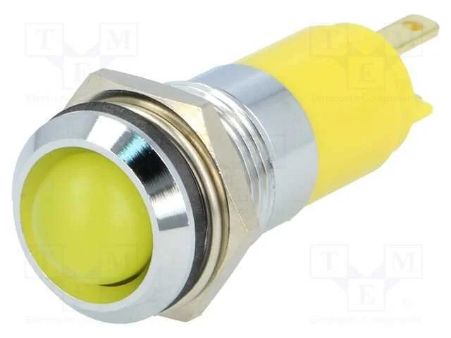 Luz Indicadora: Led, C&ocirc;ncavo, Amarela, 12&divide;14vdc, 12&divide;14vac, 14,2mm