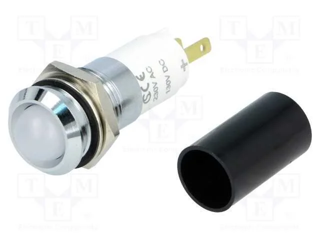 Luz indicadora: LED, c&ocirc;ncavo, branco, 230VAC, 14,.