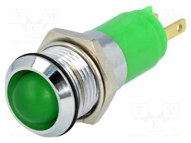Luz Indicadora: Led, C&ocirc;ncavo, Verde, 24&divide;28vdc, 24&divide;28vac, 14,2mm