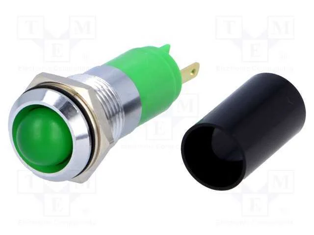Luz Indicadora: Led, C&ocirc;ncavo, Verde, 230vac, 14,2mm, Ip67, Metal