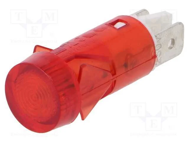 Luz Indicadora: com L&acirc;mpada de N&eacute;on, Plana, Vermelha, 230vac