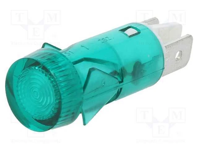Luz indicadora: com l&acirc;mpada de n&eacute;on, plana, verde.