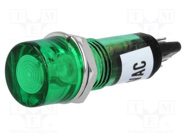 Luz Indicadora: com L&acirc;mpada de N&eacute;on Fluo, Plana, Verde, 230vac
