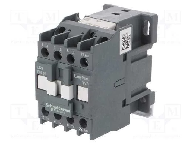 Contator: 3 polos, NO x3, Contatos auxiliares: NC.