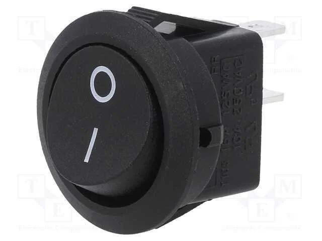 ROCKER, SPST-NO, Pos: 2, ON-OFF, 10A/250VAC, pret.