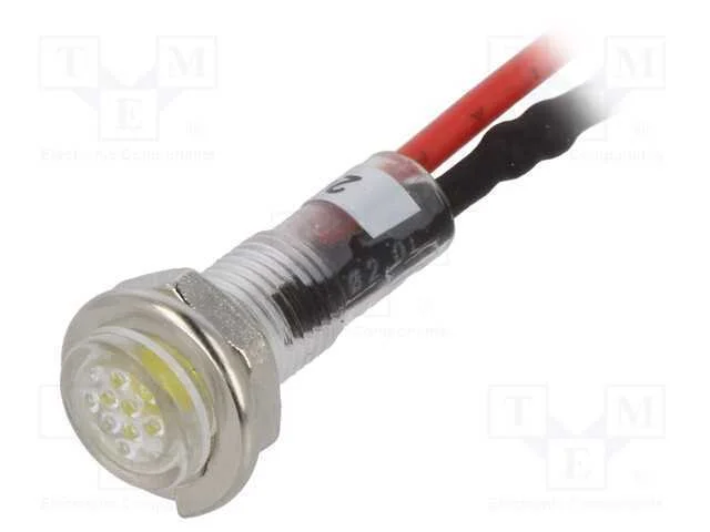 Luz Indicadora: Led, Plana, Amarela, 24vdc, 5,2mm, Ip40, Led: 3mm