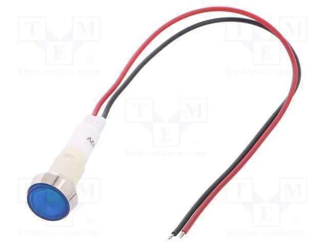 Luz indicadora: LED, plana, azul, 12VDC, 12VAC, 1.