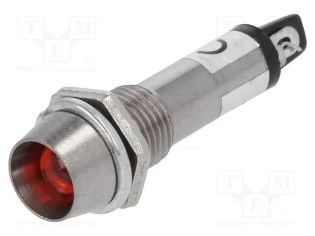 Luz indicadora: LED, c&ocirc;ncavo, vermelho, 12VDC, 8,.