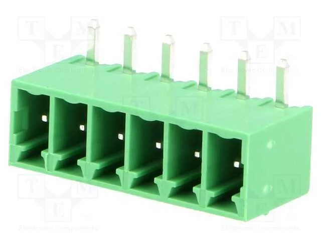 Bloco Terminal Separ&aacute;vel, 3,5mm, Faixas: 6, Angulares 90, Tomada