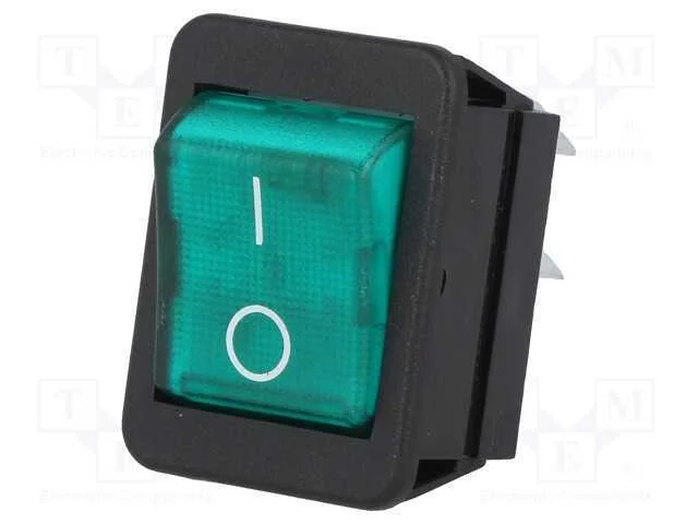 Rocker, Dpst, Pos: 2, On-Off, 16a/250vac, Verde, L&acirc;mpada de N&eacute;on