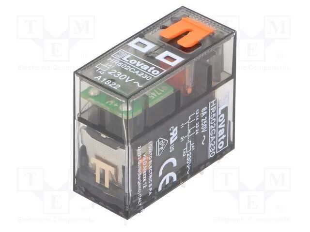 Rel&eacute;: Eletromagn&eacute;tico, Dpdt, Ubobina: 230vac, 8a, 8a/250vac, Base