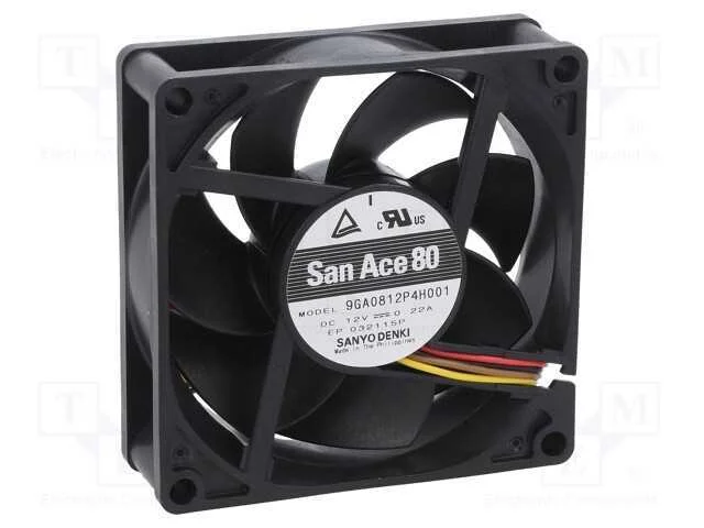 Ventilador: DC, transversal, 12VDC, 80x80x25mm, 8.