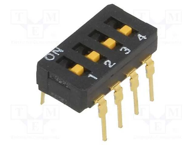 Interruptor: DIP-SWITCH, Quantidade de sec&ccedil;&otilde;es: 4.