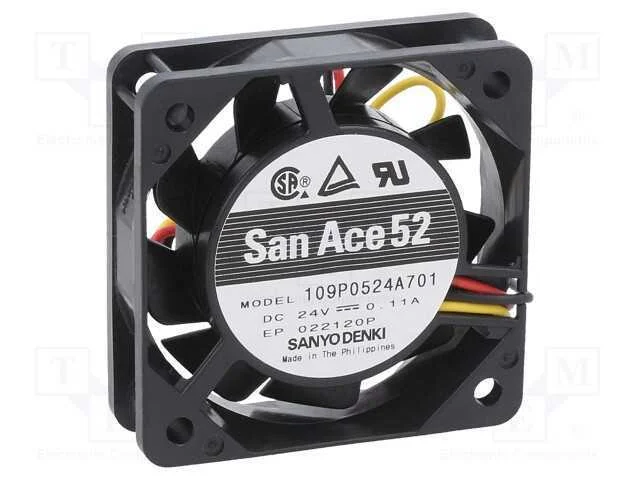 Ventilador: Dc, Transversal, 24vdc, 52x52x15mm, 22,5m3/H, 36dba
