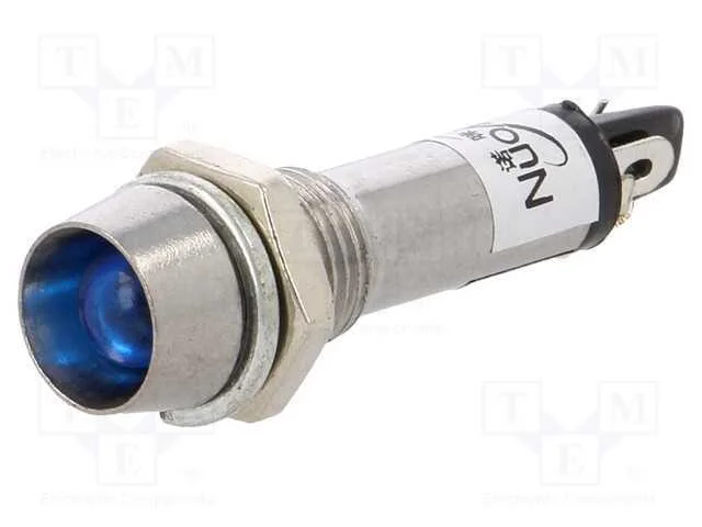 Luz indicadora: LED, c&ocirc;ncavo, azul, 12VDC, 8,2mm,.
