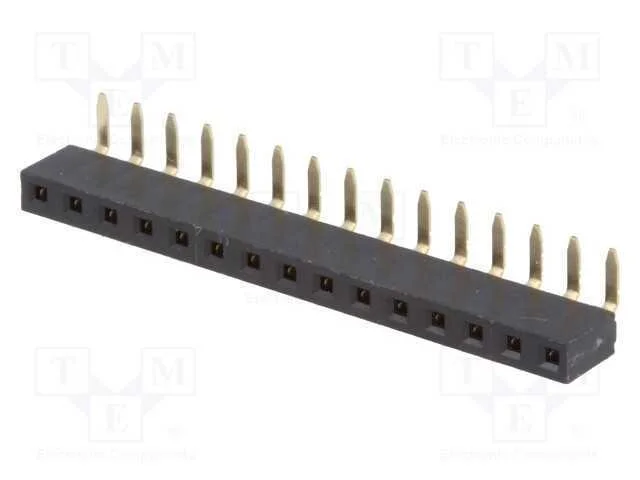 Tomada, Pinos, F&ecirc;mea, Pin: 15, Angulares 90, 2,54mm, Tht, 1x15