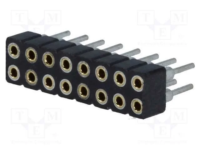 Tomada, pinos, f&ecirc;mea, PIN: 16, simples, 2mm, THT,.
