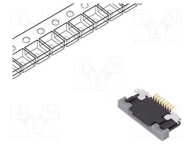 Conector: Ffc/Fpc, Horizontais, Pin: 8, Contactos Inferiores,Zif