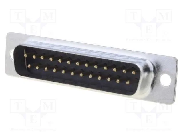 D-Sub, PIN: 25, ficha, macho, com cabo, solda, 5A.