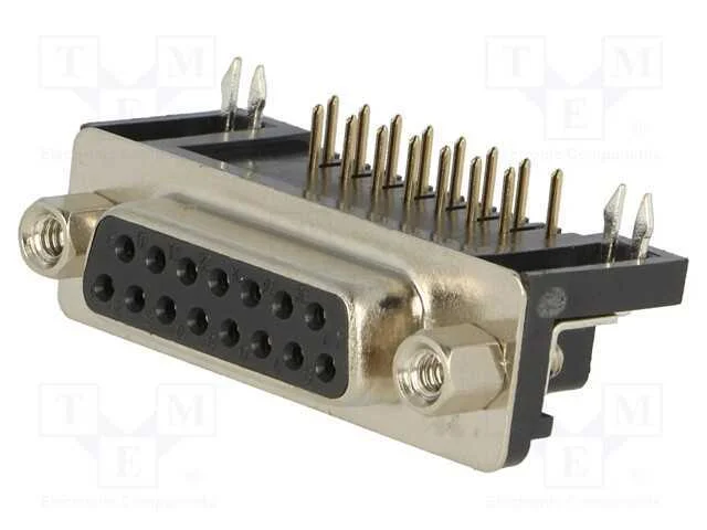 D-Sub, PIN: 15, tomada, f&ecirc;mea, angulares 90, THT,.