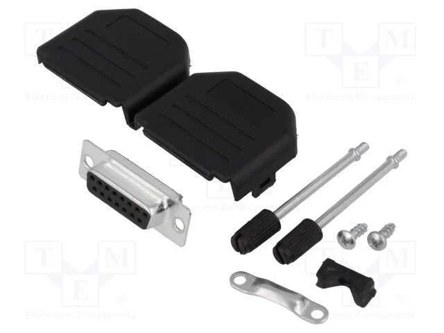 D-Sub, PIN: 15, ficha, f&ecirc;mea, solda, com cabo