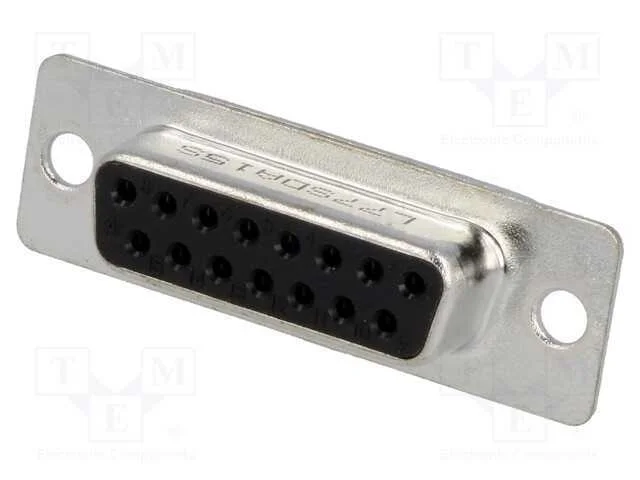 D-Sub, PIN: 15, ficha, f&ecirc;mea, com cabo, solda, 5A.