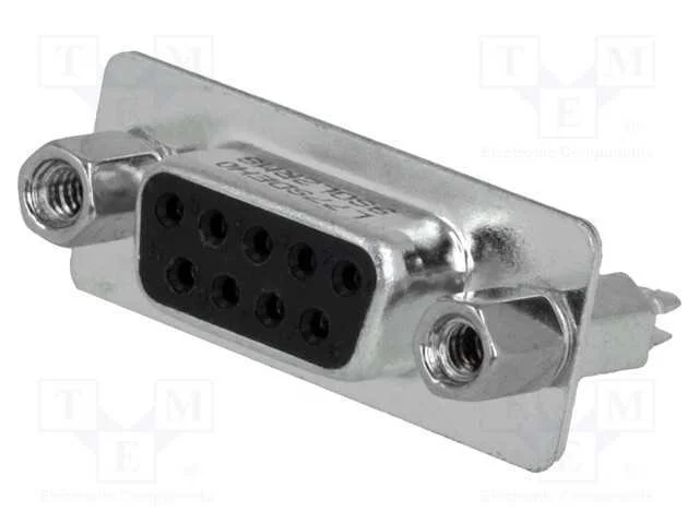 D-Sub, Pin: 9, Tomada, F&ecirc;mea, para Pcb,Trinco Pcb, Simples, Tht