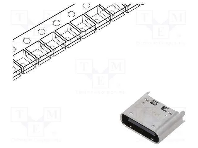 Tomada, USB C, CX, para PCB, SMT, PIN: 24, vertic.