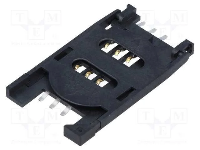 Conector: para Cart&otilde;es, Sim, com Pega Articulada, Smt, Dourado