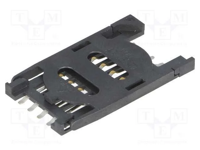 Conector: para Cart&otilde;es, Sim, com Pega Articulada, Smt, Dourado