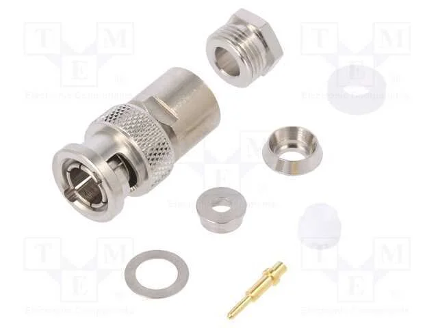 Ficha, BNC, macho, simples, 50O, tran&ccedil;ado (clamp).
