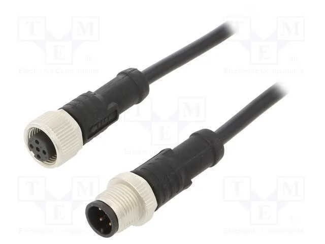 Cabo para Sensores/Automatiza&ccedil;&atilde;o, Pin: 4, M12-M12, 1m, Pino, Pino