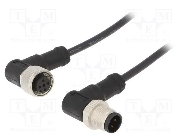 Cabo para Sensores/Automatiza&ccedil;&atilde;o, Pin: 4, M12-M12, 1m, Pino, Pino