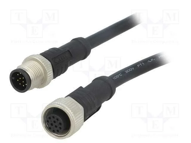 Cabo: Paras Sensores/Automatiza&ccedil;&atilde;o, Pin: 12, M12-M12, 1m, Pino