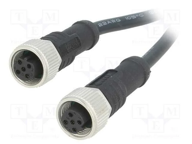 Cabo para Sensores/Automatiza&ccedil;&atilde;o, Pin: 5, M12-M12, 1m, Pino, Pino